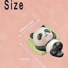 Resim 1 Adet Sevimli Uyuyan Panda Heykeli - Reçine Araç Gösterge Paneli Dekoru, Yeşil Yaprak Desenli Siyah Beyaz Panda, Araç İçi Süsleme İçin Mükemmel | Uyuyan Figür | Pürüzsüz Yüzey 