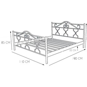 Resim Metalia Gm 301 Gold Çift Kişilik Metal Karyola Siyah 140x190 