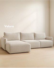 Resim Velura Home & Living Enzo Modern Uzanmalı Köşe Takımı - Kırık Beyaz 