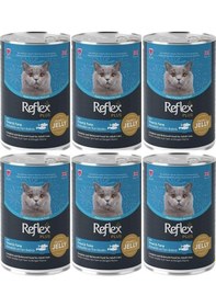 Resim Reflex Plus Jöle İçinde Et Parçacıklı Alabalıklı Ve Ton Balıklı Yetişkin Kedi Konservesi 400 Gr 6 Adet 