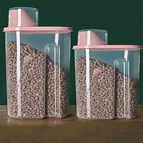 Resim 1 adet 907.18 g/2,5 Litre Evcil Hayvan Mama Saklama Kabı, Ölçü Kabı, Kapak ve Kase ile, Küçük Köpekler ve Kediler için Uygun, Su Geçirmez - BPA İçermez 