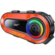 Resim Leeways Q08 2x 1000m Telsiz Mesafeli Özellikli 2 Kişi Bağlantılı Bluetooth Kask Kulaklık Ekranlı Fenerli Interkom 