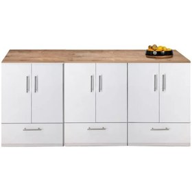 Resim Edi Mutfak Çekmeceli Alt Modül 180 Cm Beyaz- Tezgah Dahil-çok Amaçlı Dolap-kahve Köşesi-mat Beyaz 