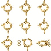 Resim 10 adet 304 Paslanmaz Çelik Yaylı Halka Tokaları, Uzun Ömürlü Kaplama, 24K Altın Kaplama, 23x14x4mm, Delik: 2.5mm, Takı Yapımı ve El Sanatları Malzemeleri İçin 