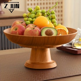 Resim 1 adet Yüksek Kaliteli Bohem Tarzı Ahşap Plastik Meyve Kasesi Çizgili Desenli, Şık Atıştırmalık Tepsisi, Oturma Odası, Yemek Masası veya Kahve Masası için Uygun, Meyveler, Fındık ve Tatlılar için Mükemmel, Mutfak Tezgahı Meyve Kasesi 