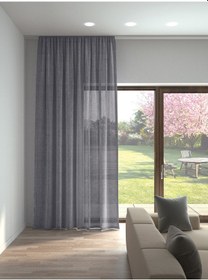 Resim Koyu Gri Renk Keten Görünümlü Düz Tül Perde Ütü Istemez Koyu Gri 