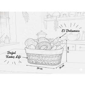 Resim Dekoratif Desenli Hasır Ekmek/sebze/meyve Sepeti Açık Kahverengi 