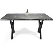 Resim Mobenta Doğal Ağaç Masif Kütük Masa Yemek Masası Metal Ayak 75cm X 165cm 
