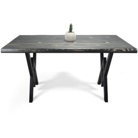 Resim Mobenta Doğal Ağaç Masif Kütük Masa Yemek Masası Metal Ayak 75cm X 165cm 