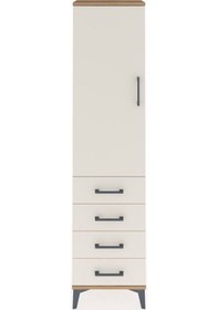 Resim Arges Dolap Tek Raflı 4 Çekmeceli Tek Askılı 44x30x182 Çam-ay... Çam 