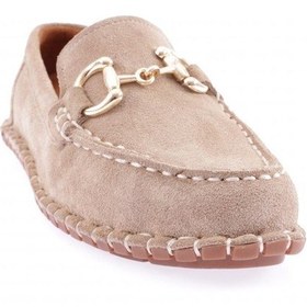 Resim Dgn 600-23y Kadin Dikiş Detayli Metal Tokali Loafer Ayakkabi 600-2109-R0186 Bej 