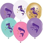 Resim Balonevi Balon 3+1 Pırıltılı Deniz Kızı Baskılı 12" 12Li 