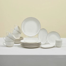 Resim Karaca Elegance Bone New Marcelo 26 Parça 6 Kişilik Kahvaltı Takımı Platin Gümüş 