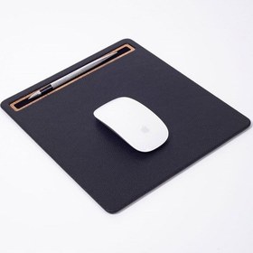 Resim Turgut Office Deri Mousepad Siyah Ahşap Detaylı 