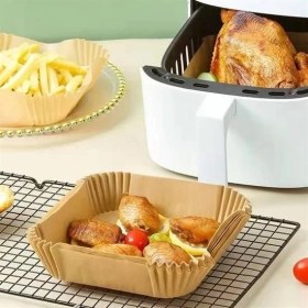 Resim 50 Adet Air Fryer Pişirme Kağıdı Tek Kullanımlık Hava Fritöz Yağ Geçirmez Yapışmaz Kare Tabak Model 