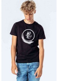 Resim Tshirthane Silhouette Dragon Logo Baskılı Unisex Çocuk Siyah Tshirt 