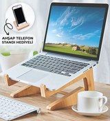 Resim Gift Özel Tasarım Taşınabilir Ahşap Notebook Laptop Standı (Ahşap Telefon Standı Hediyeli) BK