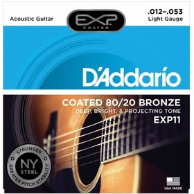 Resim D'Addario EXP11 Light Coated 80/20 Akustik Gitar Teli (12-53) 