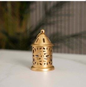 Resim Altın Metal Kesim Desenli Fener 10.5 Cm, Modern Tasarım Çok Renkli 