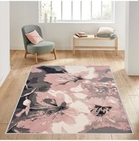 Resim Rovigo Dijital Baskı Yıkanabilir Kaymaz Taban Salon Halısı RVG1421, Pembe, 80 x 300 