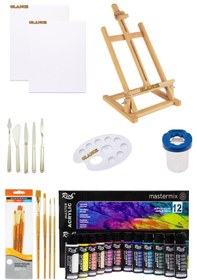 Resim Masaüstü Şövale Rich Master Mix 60 Cc Akrilik 12 Li Başlangıç Seti 