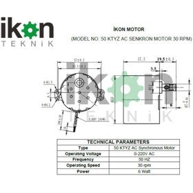 Resim İKON TEKNİK AC SENKRON MOTOR TYC 50 4 Watt 30 RPM 220 Volt CW/CCW ÇİFT YÖNLÜ VİYOL-ŞÖMİNE MOTORU 