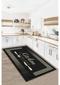 Resim West Home Makinede Yıkanabilir Kaymaz Taban Leke Tutmaz Siyah Mutfak Halısı Mutfak Yolluk Ve Balkon Halısı Wh 595 Blackm 