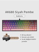 Resim Coverzone 65% Kablolu Hotswap Mekanik Oyun Klavyesi,68 Tuşlu Anti-Ghosting AJAZZ AK680 Pembe | Brown Switch 