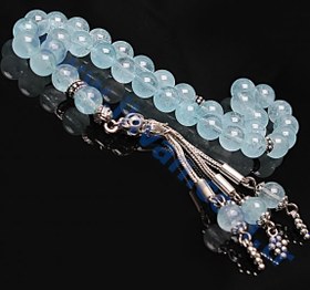 Resim Mavi Topaz Taşı Tesbih (925 AYAR GÜMÜŞLÜ 7mm) 