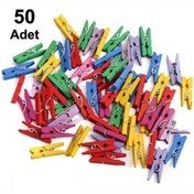 Resim HOBBYRONS 50 Adet, Mini Mandal, Karışık Renkli Mandal, Fotoğraf Mandalı 