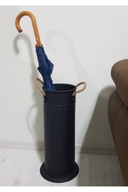 Resim KOCHER Siyah Mat Dekoratif Şemsiyelik Kova Halat Kulp 