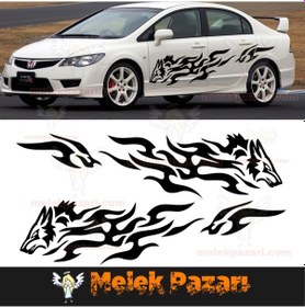 Resim Tribal Kurt Oto Sticker. Sağ Sol Set 