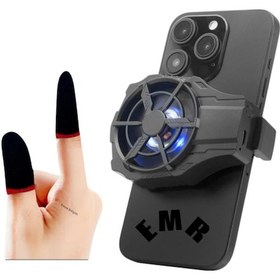 Resim Telefon Soğutucu Fan Radyatör + Batarya Siyah Micro Şarjlı 3 Kademeli Ledli Hdx4388 Eldiven 