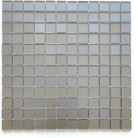 Resim MozaiKristaL Mutfak Tezgah Arası ve Iç Dekorasyon Için Leke Tutmaz Kristal Cam Mozaik. Renk: Mat Füme Ayna. Cam Ölçüleri: 23X23X4 Mm. File Ölçüsü: 30X30 Cm. ( 1 Koli=11 File Karo=1 M2 Fiyatıdır ) 