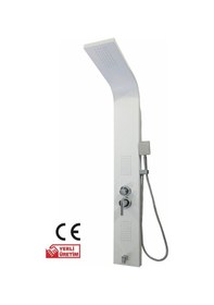 Resim İsaoğlu Yapı Beyaz Panel Duş Seti Masajlı Yağmurlama Sistemi Beyaz Banyo Duş Armatür Set Beyaz 