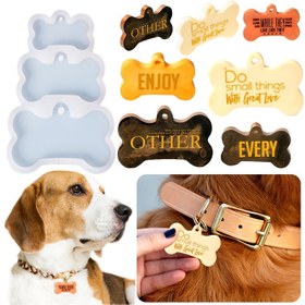 Resim Kendin Yap Köpek Etiketi & Anahtarlık Silikon Kalıp Seti - İlham Veren Cümlelerle Kemik Şeklinde Kolye Uçları, Evcil Hayvan Aksesuarları için Kolay Kullanım, Hayvan Temalı, Köpek Aksesuarları 