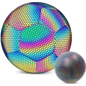 Resim Reflektif Gece Aydınlatmalı Futsal Topu, 5 Numara, Pu + Eva + Kauçuk Malzeme, Deflatörle Teslimat Çok Renkli Çok Renkli 