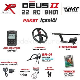 Resim Dedektör Burada DEUS 2 - 22,5cm FMF Başlık, Ana Kontrol Ünitesi (RC), BH-01 Kablo 