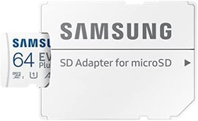 Resim SAMSUNG EVO Plus w/SD Adaptör 64GB Micro SDXC, 130MB/s'ye kadar, Oyun Cihazları için Genişletilmiş Depolama, Android Tabletler ve Akıllı Telefonlar, Hafıza Kartı, MB-MC64KA/AM, 2021 