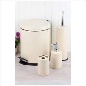 Resim Metal 4 Parça Kaliteli Banyo Seti Krem 