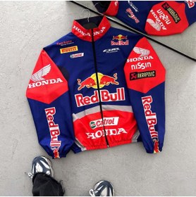 Resim memetti m şekil HND Kırmızı Mavi Motorcu Yağmurluk Rüzgarlık İnce Ceket 