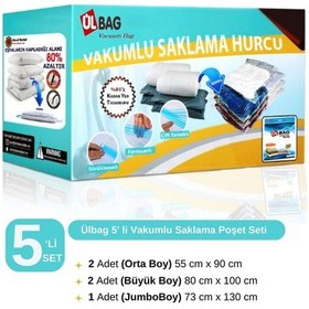 Resim Vakumlu Hurç 5' Li Set Elbise Yorgan Battaniye Hurcu Poşet Hurç Vakumlu Saklama Torbası Şeffaf 