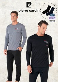 Resim Pierre Cardin Erkek %100 Pamuk Uzun Kol Baskılı Koyu Gri & Siyah İki Adet Pijama Takımı L1.pc.6103.002-koyu Gri - Siyah-m Çok Renkli 