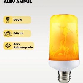 Resim 7w Alev Efektli Dekoratif Led Ampul - E27 Duy 1 Adet 