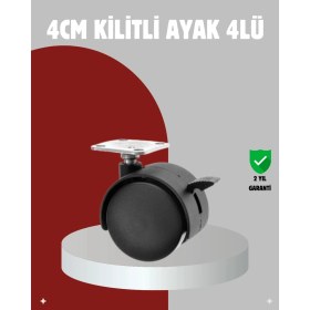 Resim Belle Fusion Mey Ithalat® Mobilya Için Kilitli 4 cm Tekerlek Ayak Seti 