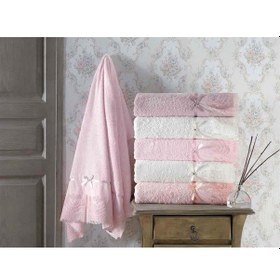 Resim Pupilla Vita Güpürlü Yüz Havlusu - Gül kurusu 