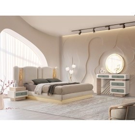 Resim Turkuaz Mdf Bazalı Ledli Yatak Odası Takımı 