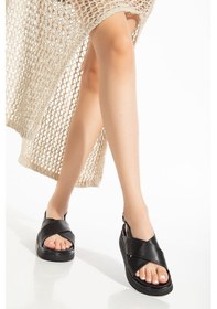 Resim 24422-1164 Siyah Dolgu Topuk Kadın Sandalet Siyah 