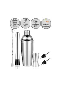 Resim Polham 6 Parça 750ml Paslanmaz Çelik Kokteyl Shaker Seti Ev Ve Bar İçin İdeal, Sızdırmaz Kapaklı 