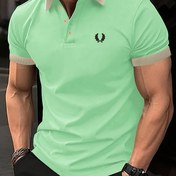 Resim Erkekler için rahat golf polo tişörtü, %100 polyester örme kumaş, hafif esneklik, düzenli fit, yaz dönüğü, ön düğme, moda kısa kollu, golf ve dış mekan etkinlikleri için uygun - Beyaz, Deniz Mavisi, Açık Yeşil, Çikolata, Siyah 